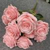 Artificial Pink Rose Fake Flower Wedding Bridal Bouquet Pography Props Home Garden Decoration Simulation Silk Rose Bouquet