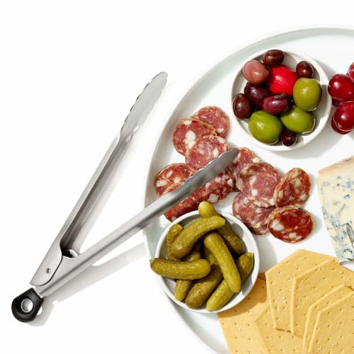 OXO Stainless Steel Mini Tongs, Gray, with Lock, Dishwasher Safe