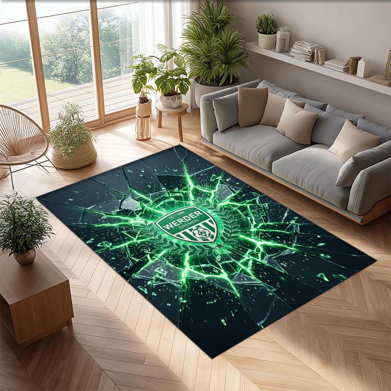 Werder Bremen Football Print Crystal Velvet Rug, Comfortable Water Absorbent Non Slip Indoor Floor Carpet