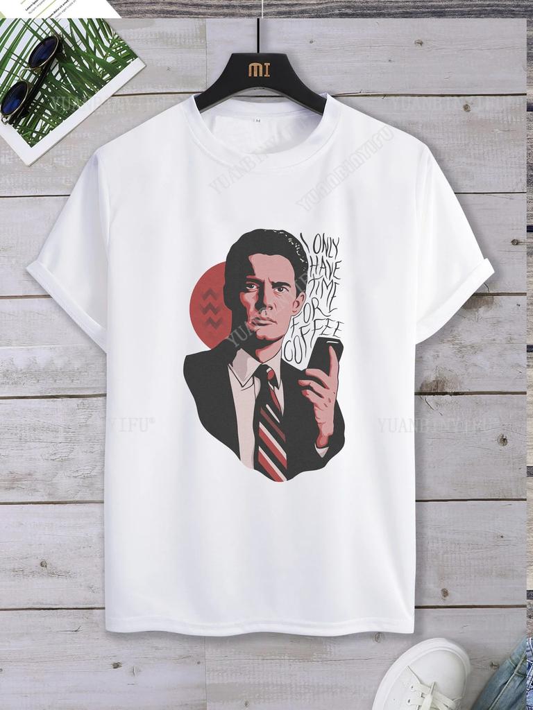 Хипстерская футболка с принтом Twin Peaks Унисекс Свободная футболка Топ Короткий рукав Круглый вырез Уличная Горячая Распродажа