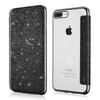Роскошный блестящий кожаный чехол-книжка для iPhone 16 Pro Max 15 Plus 14 13 12 11 XS XR X SE 2026 Прозрачная блестящая задняя крышка из ТПУ