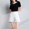 Костюм шорты женские шорты трапециевидной формы с высокой талией весна лето повседневные свободные широкие шифоновые шорты женские черные, белые