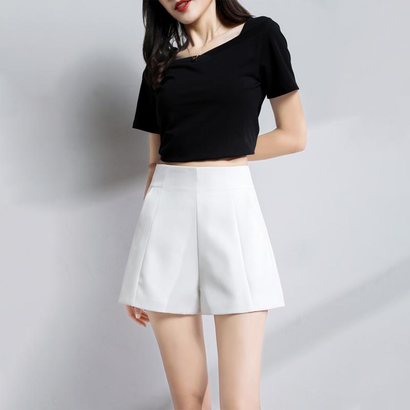 Костюм шорты женские шорты трапециевидной формы с высокой талией весна лето повседневные свободные широкие шифоновые шорты женские черные, белые