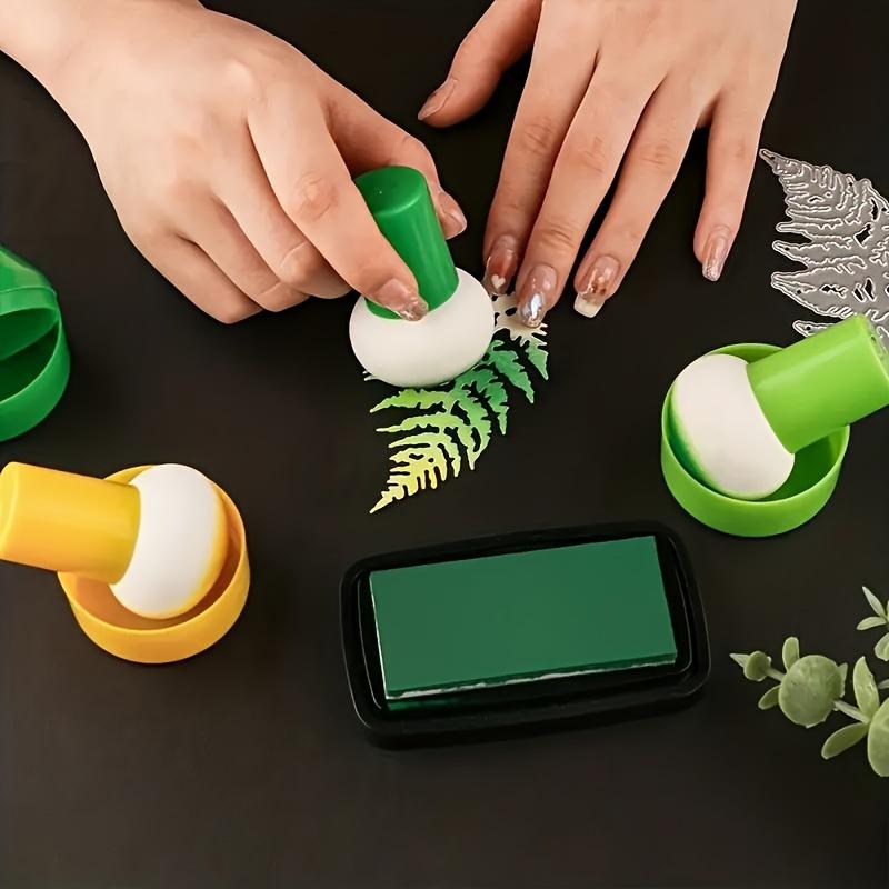 Набор из 9 кистей для трафаретов и губок-насадок разных цветов с ручками в форме тыквы для поделок, для сухого и влажного использования - насадки для нанесения чернил для скрапбукинга