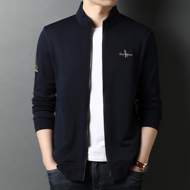 Свитер мужской, хлопковый, повседневный, свободный, верхняя одежда среднего возраста, кардиган с воротником-стойкой, осенний наряд для папы, деловое тонкое пальто для мужчин