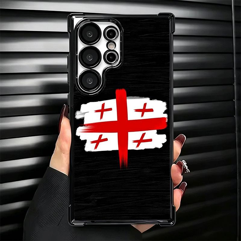 Georgia Passport Flag Plating Phone Case For Samsung Galaxy S24 S25 FE S26 Edge S23 Ultra S22 S21 Plus S20 Anti-Fall Airabag Cov