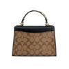 COACH handbag Pepper 22 Classic Presbyopia Flap Coated Canvas with Leather Hand-held Shoulder Crossbody Bag Small Women's Brown and Black