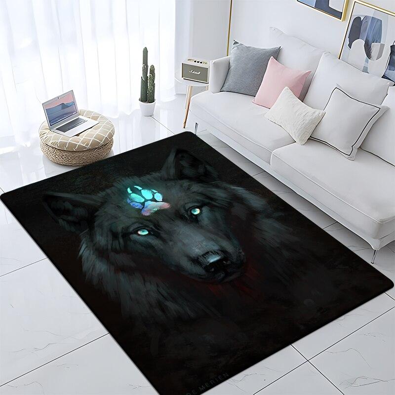 Art Animal Wolf 3D Print Carpets for Living Room Bedroom Decor Carpet Soft Flannel Home Bedside Floor Mat Play Area Rugs Gifts