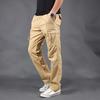 Men's Solid Color Wild Loose Casual Straight Large Size Multi-Pocket Overalls Trousers