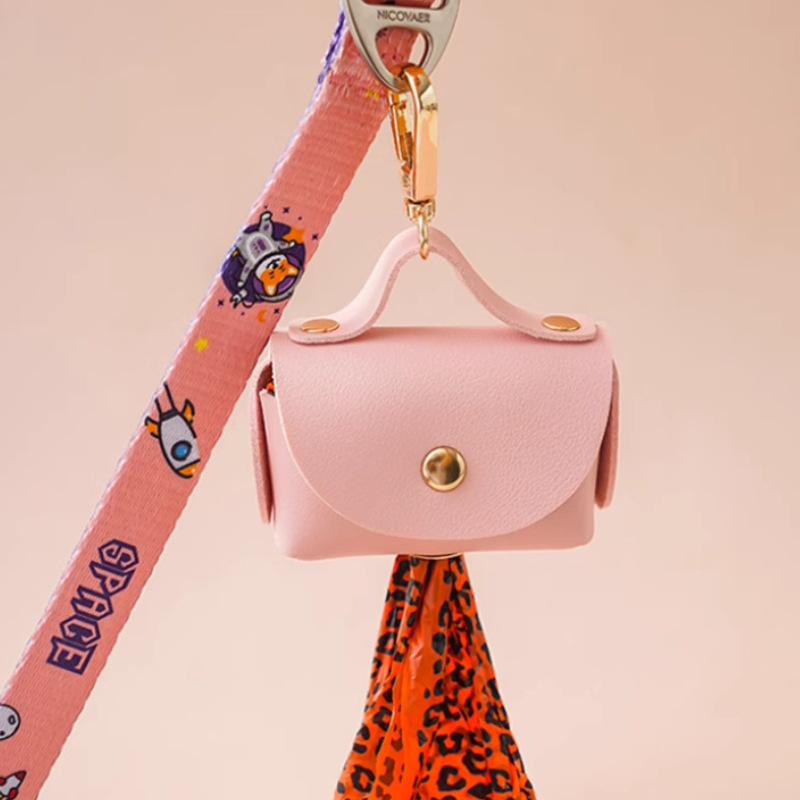 Стильный держатель для сумки для домашних животных из искусственной кожи, держатель для сумки для какашек для домашних животных с диспенсером для сумок для собак, портативная сумка для собачьих какашек, органайзер, принадлежности для домашних животных