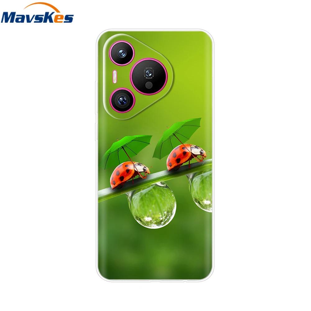 Для чехла Huawei Pura 70 Pro Pura 70 Прозрачная задняя крышка Бампер с красивой девушкой Мягкий ТПУ Funda Для Huawei Pura 70 Pro+ Pura70 Ultra Capa
