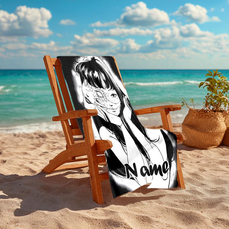 Personalized customized proof beach towel with Tomie Kawakami pattern - soft, absorbent,quick-drying,perfect swimming,camping&bathing