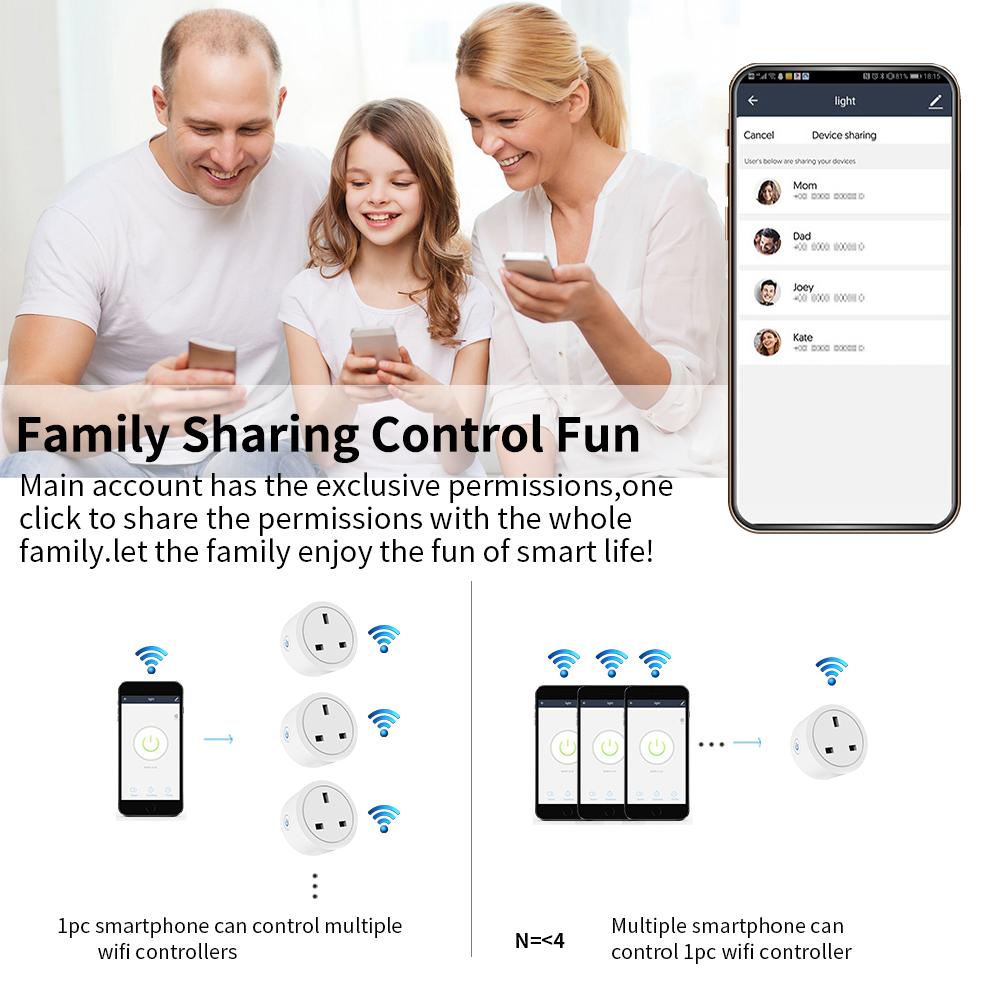 Умная розетка английского типа Tuya Wi-Fi, управление приложениями для телефона, поддержка Google Home, голосовая вилка Alexa, синхронизация, беспроводная белая розетка