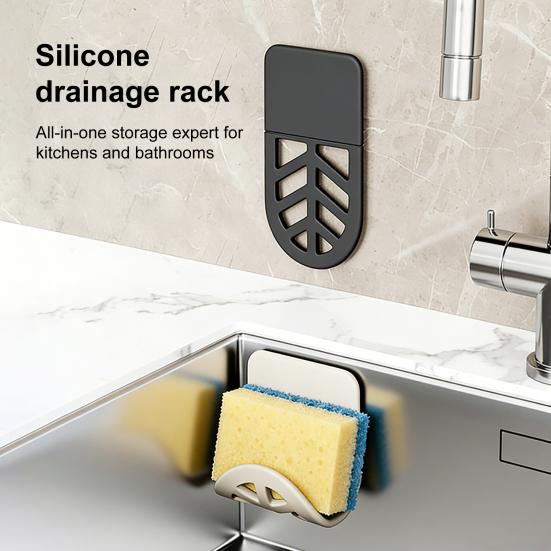 Silicone Scrubber Holder Wall Mounted Flexible Sponge Holder, Traceless Adhesive Drain Rack, Space Sink Storage Rack for Soap Saving Bendable Kitchen