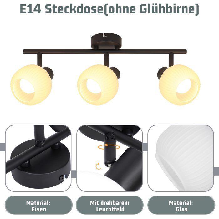 Spot de plafond - NETTLIFE - Spot de plafond 3 feux - Noir - Douille E14 - Abat-jour verre orientable 350°