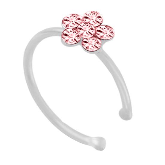 Женщины горный хрусталь инкрустированные цветок форма нос кольцо пирсинг ювелирные изделия