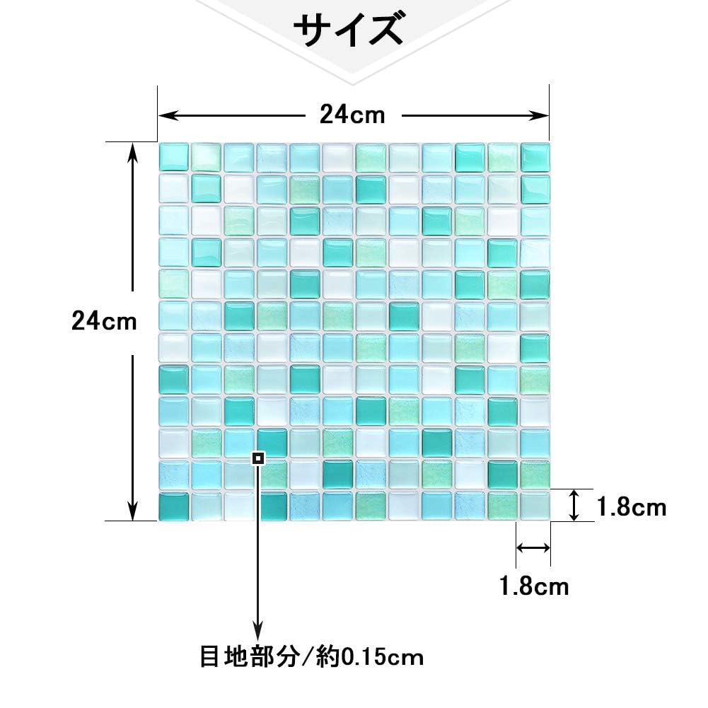 Набор из 10 наклеек на мозаичную плитку VANCORE для кухни, туалета, 3D-наклейки на плитку, водонепроницаемые, съемные, термостойкие, синего цвета