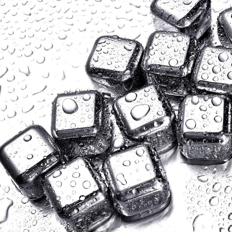 304 Stainless Steel Whiskey Ice Cubes - Fast-Freeze Metal Cooling Stones
