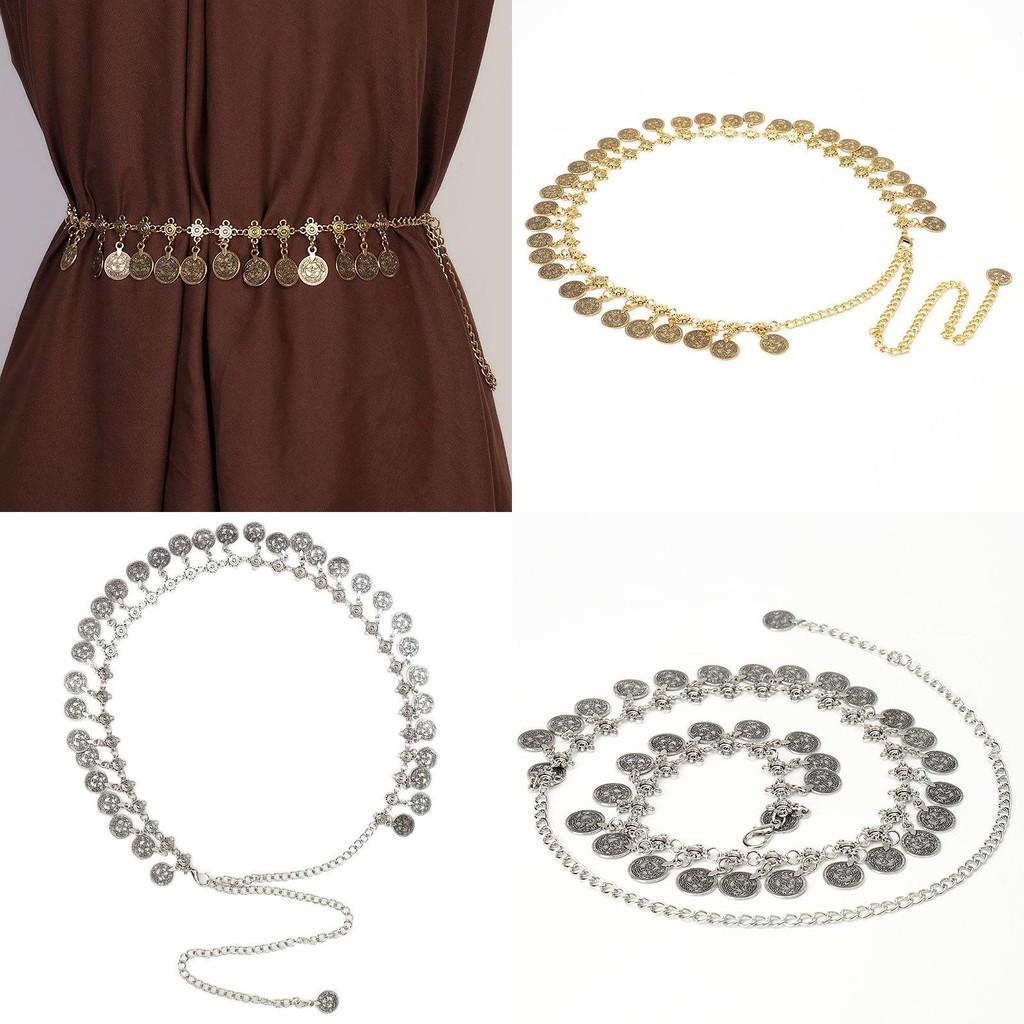 Стильный металлический пояс на талию с подвеской-монетой и застежкой-крючком для женской моды