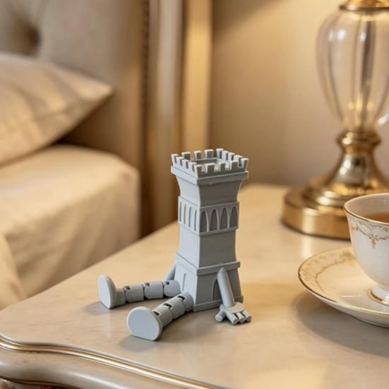 3D Printed Articulated Castle Action Figure, Flexible Fantasy Tower Toy, Creative Desk Decor & Fidget Toy, Unique Gift for Model Lovers Kids