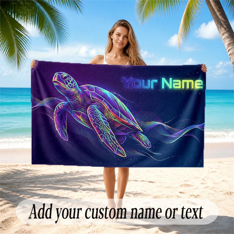 Octopus Sea Life Theme Soft Beach Towel Personalized Custom Name Text Towel Portable for Beach Pool Travel