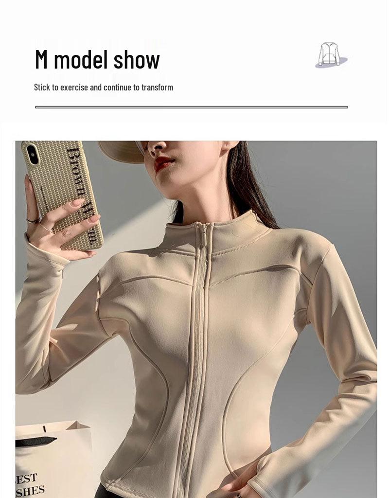 Женская флисовая куртка для йоги на осень/зиму - на молнии, с длинным рукавом, облегающего кроя для бега, велоспорта, фитнеса