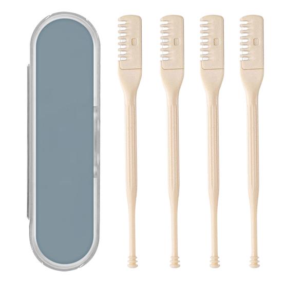 4Pcs 2-In-1 Nose Hair Trimmer Stainless Steel Nose Hair Cutter Portable Nose Clipper Double-Edged Nose Trimmer Remover Tool for Travel