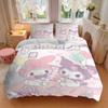 3pcs My Melody & Kuromi's Party Bedding Set, Including 1 Quilt Cover and 2 Pillow Shams, Without Filling, Soft and Comfortable Home Bedroom