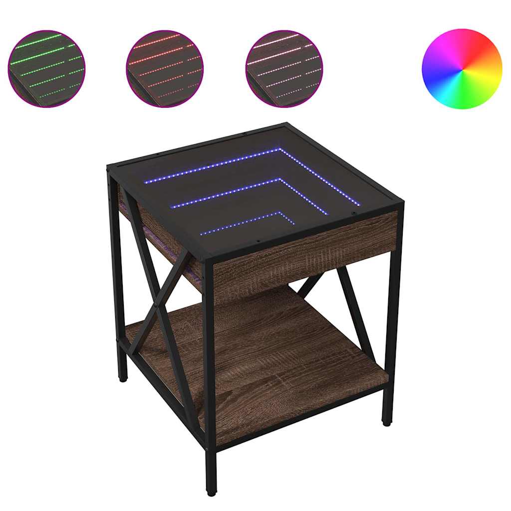 Infinity LED Coffee Table in Brown Oak Effect 40x40x49 cm