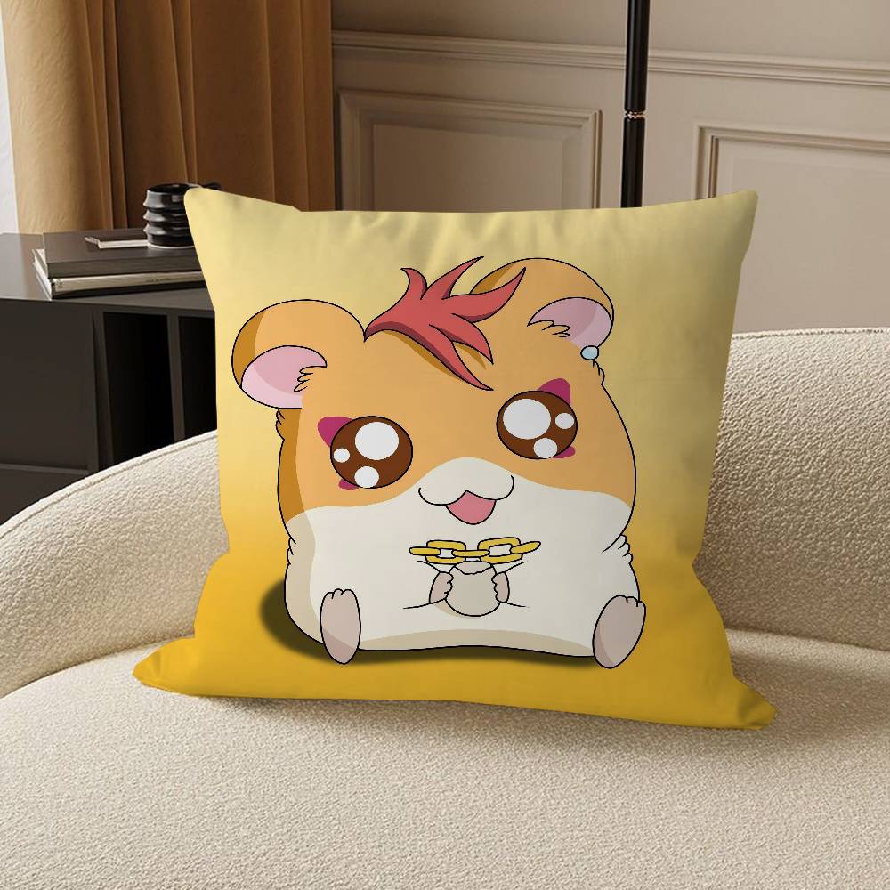 H-Hamtaro Cute Hamster Pillow Gift Home Office Decoration Bedroom Sofa Car Cushion Cover Case 45x45