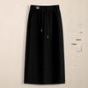 Женская миди-юбка с высоким поясом и плюшем - А-силуэта, на кулиске с эластичным поясом, с прямым подолом, облегающая бедра, Осень/Зима 2025