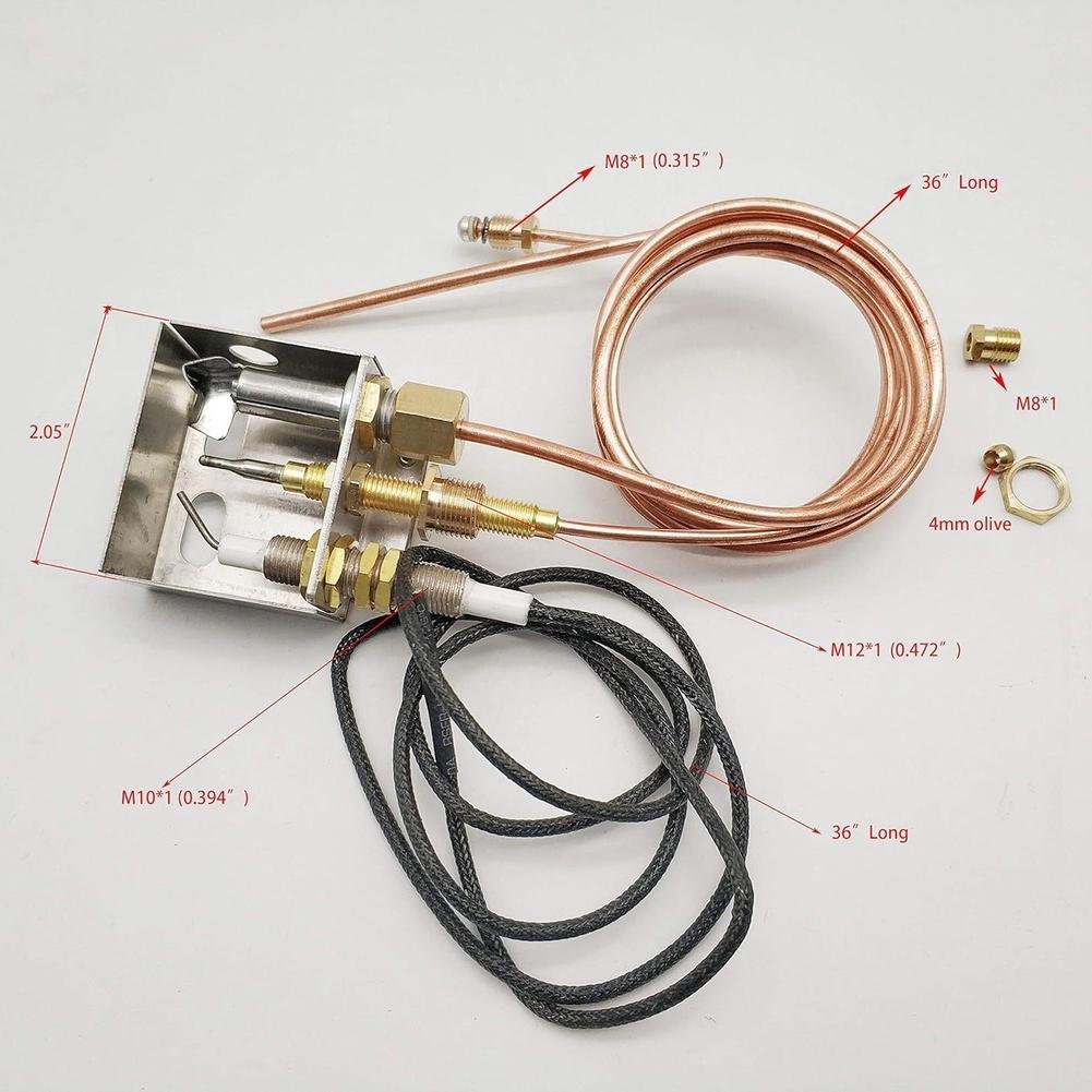Replacement for pilot Burner Kit for Propane Fireplaces Includes Stainless Steel Construction and Copper Inlet Tube