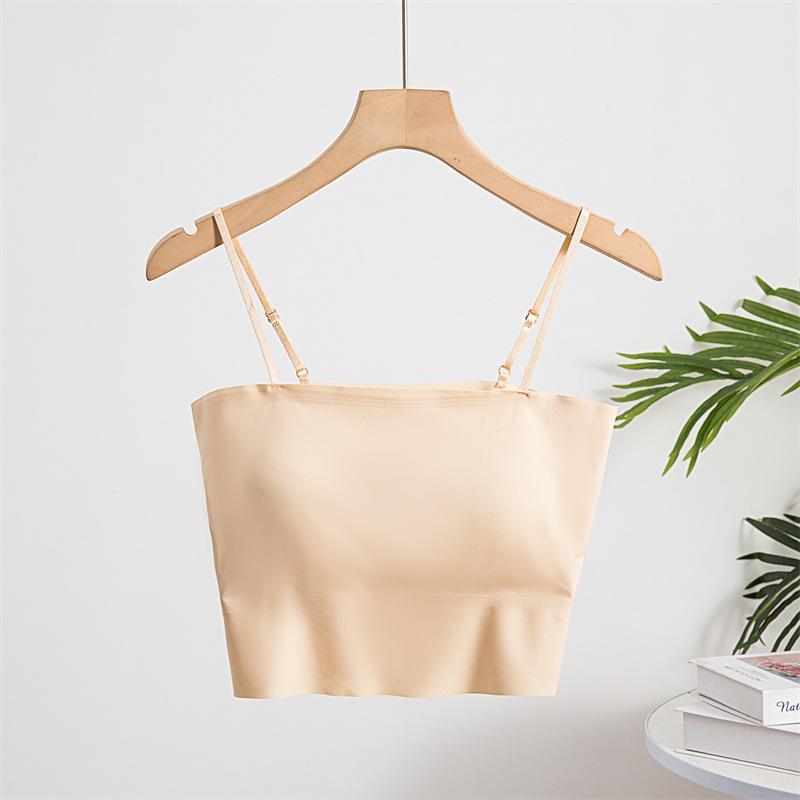 Seamless One-Shoulder Ice Silk Tube Top Camisole - Light Sports Style for Summer