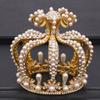 Bridal Headdress Baroque Crystal Pearl Diadem Gold Round Crown Queen Tiara Jewelry Birthday Party Wedding Hair Accessories