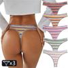 3 шт./компл. больших размеров, женские вязаные радужные стринги, удобное нижнее белье в полоску с Т-образной спиной, хлопковые трусики с низкой посадкой, женское нижнее белье