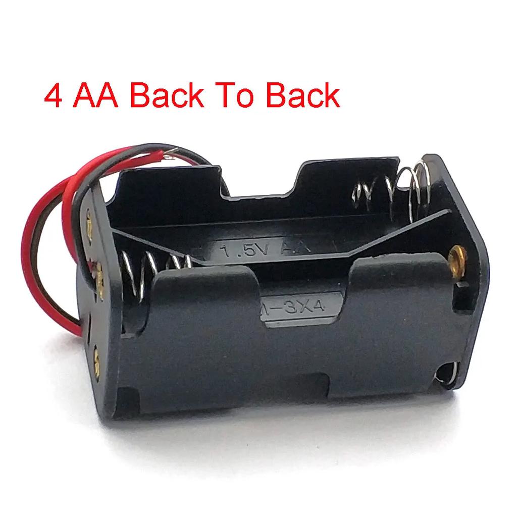 Black Plastic 4X 6X 8X 10X AA Battery Storage Case AA Back To Back Holder Container Aa Battery Storage Box Case Wire Lead Pin