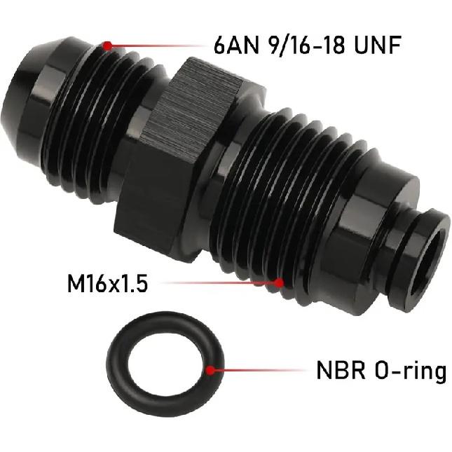 2Pcs 6AN Power Steering Fitting Adapter Kit M16x1.5 M18x1.5 O Ring To AN6 Hose For Car Truck Engine Upgrade Silver Black