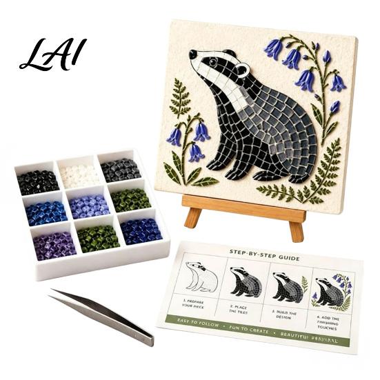 Mosaic Art Kit for Adults Garden Woodland Kit DIY Animal Tile Craft Creative Hobbies Beginner Friendly Crafting Project Adults Handmade Home