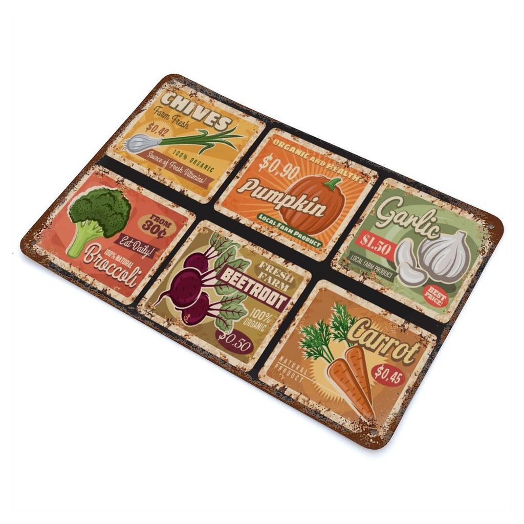 1-Pack Distressed Rustic Wall Plaque Metal, 20×30cm and 30×40cm, Aged Décor for Kitchen, Hallway or Office