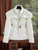 High-End Lamb's Wool & Duck Down Faux Two-Piece Large Lapel Women's Down Jacket