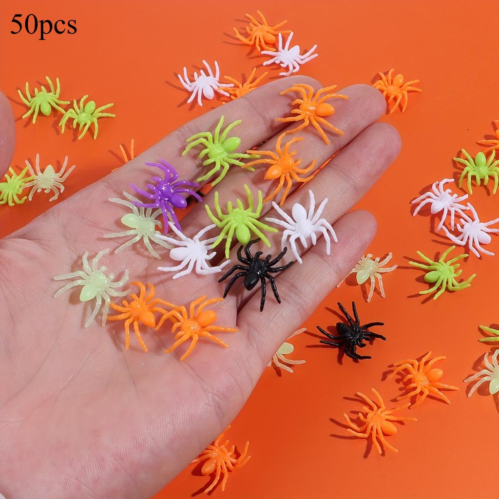 100 шт./50 шт. Пластиковые украшения-пауки на Хэллоуин Идеально подходят для создания жуткой атмосферы Рождественские и Хэллоуинские украшения