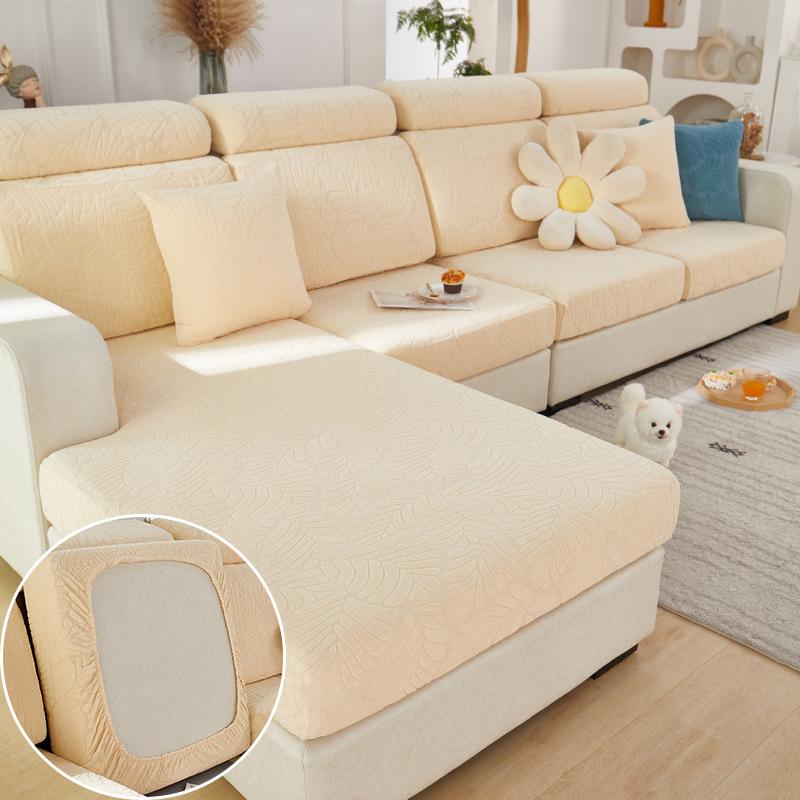 Plush Sofa Seat Cover for Living Room Velvet Cushion Elastic Corner Couch 1/2/3/4 Seater Solid Slipcovers Set