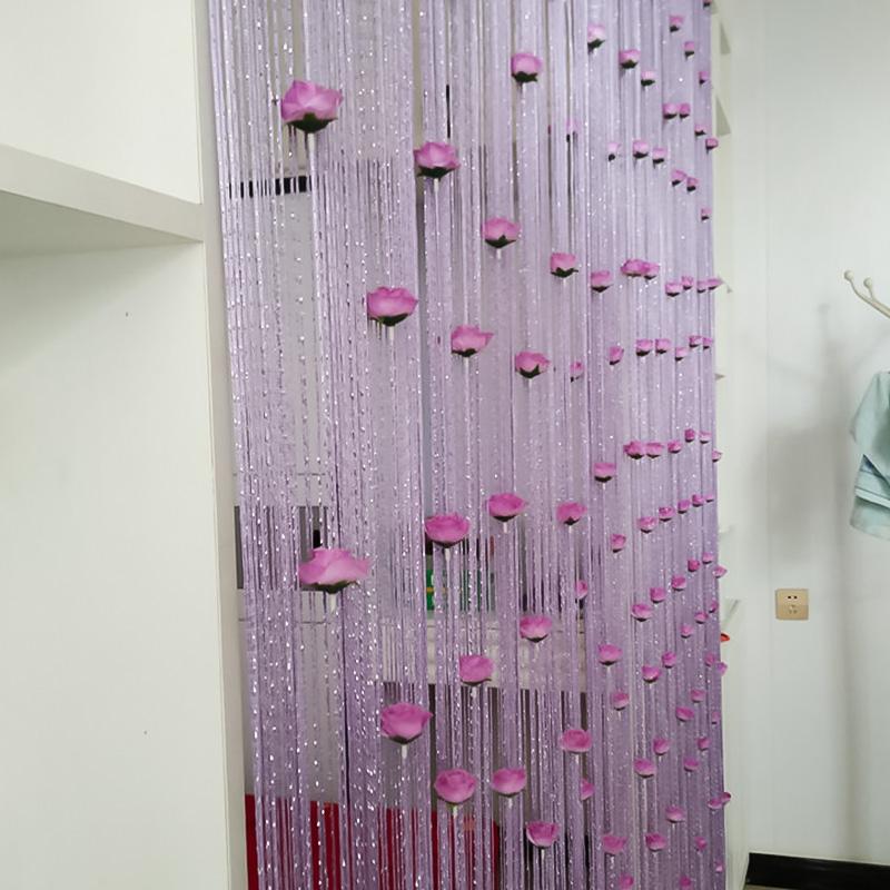 1 шт., домашний декор, роза, оконная занавеска, занавеска из полиэстера, занавеска для двери, разделитель, шелковая веревка