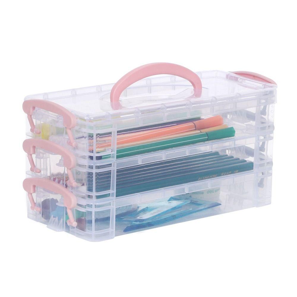 Stackable Portable Pencil Case Detachable Marker Pen Box Watercolor Pen Case  School Supplies