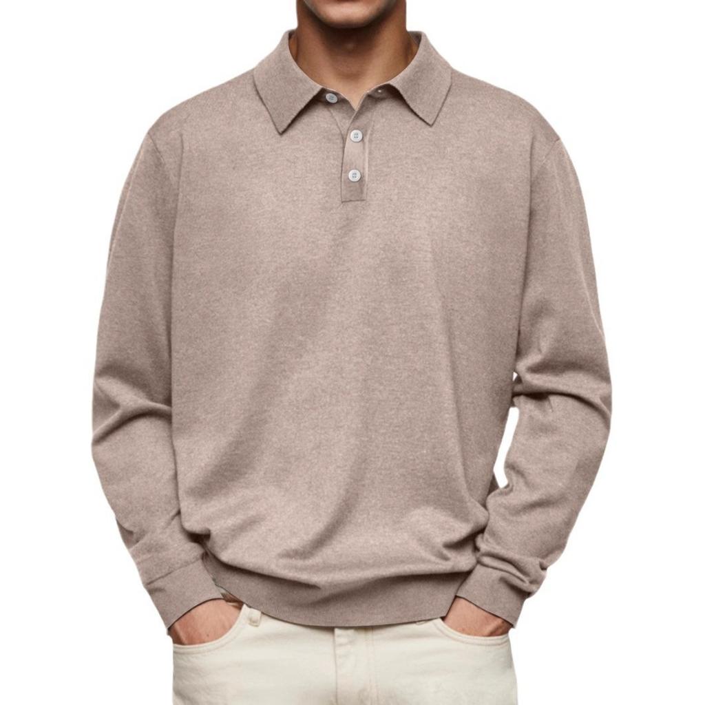 New Men's Casual Long Sleeve Button Down Collar Shirt, Versatile European American Style Top