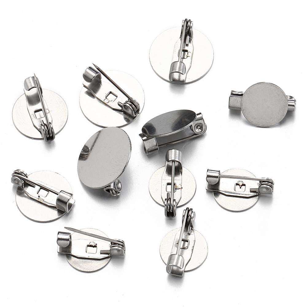 10pcs Stainless Steel Brooch Base Round Blank Flat Tray Cameo Settings Charms for Jewelry Making DIY Findings