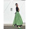French Elegant Retro Green Umbrella Skirt Temperament High Waist Slim Fluffy Skirt Ladies Skirt
