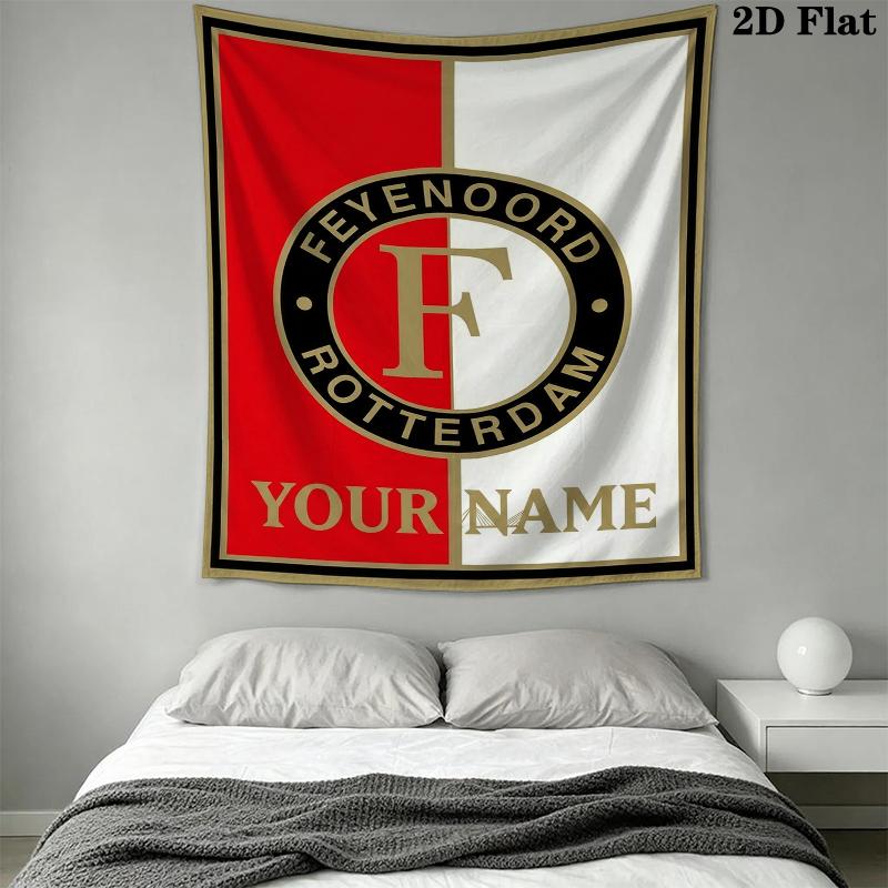 Custom Name feyenoord Wall Tapestry Aesthetic Wall Hanging Printed Fabric Blanket Decorative Tapestries for Bedroom Living Room Home Decor