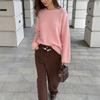 2026 autumn and winter new imitation mink loose crew neck sweater women's lazy style soft knitted jumper hot sale