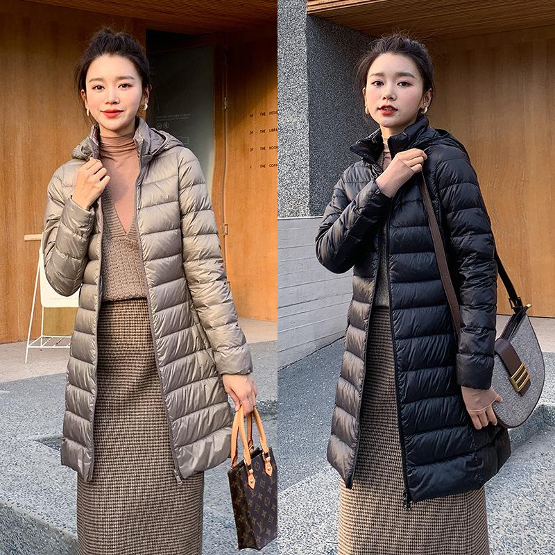 Botvotee Long Winter Down Jacket Women  New Fashion Vintage Long Sleeve Hooded Parkas Chic Casual Slim Solid Zippers Coat